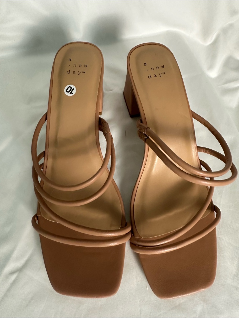A New Day Triple Strap Block Heel Mules Women’s US 10W Blush Pink